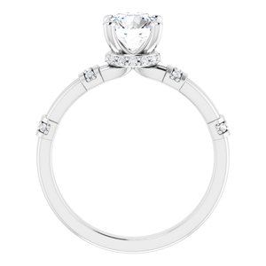 14K White Gold  6.5 mm Round Hidden Halo-Style Accented Engagement Ring. 122403:312:P