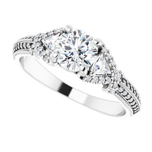 14K White Gold 5.8 mm Round 1/3 CTW Diamond Hidden Halo-Style Pave Accented Engagement Ring. 122678:601:P