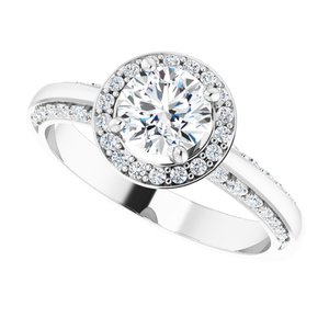 14K White Gold 5.8 mm Round 1/3 CTW Diamond Halo-Style Accented Engagement Ring. 122689:6000:P