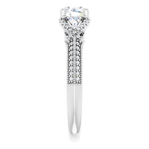 14K White Gold 5.8 mm Round 1/3 CTW Diamond Hidden Halo-Style Pave Accented Engagement Ring. 122678:601:P