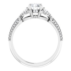 14K White Gold 5.8 mm Round 1/3 CTW Diamond Hidden Halo-Style Pave Accented Engagement Ring. 122678:601:P