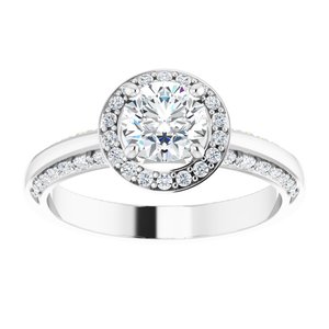 14K White Gold 5.8 mm Round 1/3 CTW Diamond Halo-Style Accented Engagement Ring. 122689:6000:P