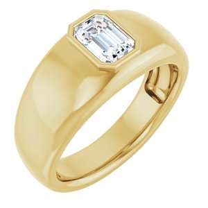 14K Yellow Gold 7x5 mm Emerald Men's Ring. 9792:453:P
