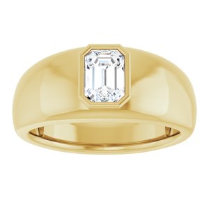 14K Yellow Gold 7x5 mm Emerald Men's Ring. 9792:453:P