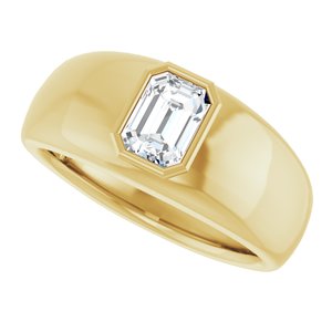 14K Yellow Gold 7x5 mm Emerald Men's Ring. 9792:453:P