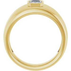 14K Yellow Gold 7x5 mm Emerald Men's Ring. 9792:453:P