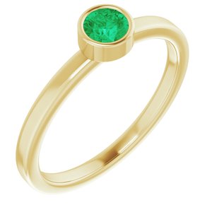 14K Yellow Gold 4 mm Lab-Grown Emerald Ring. 71806:6017:P