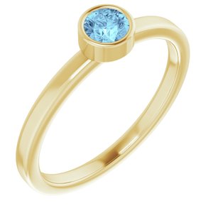 14K Yellow Gold 4 mm Natural Aquamarine Ring. 71806:6014:P