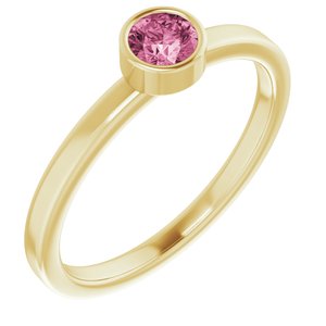 14K Yellow Gold 4 mm Natural Pink Tourmaline Ring. 71806:6025:P