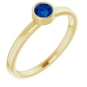 14K Yellow Gold 4 mm Natural Blue Sapphire Ring. 71806:6023:P