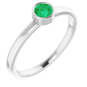 14K White Gold 4 mm Lab-Grown Emerald Ring. 71806:6034:P