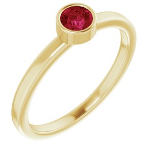 14K Yellow Gold 4 mm Natural Ruby Ring. 71806:6020:P