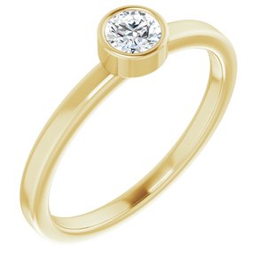 14K Yellow Gold 4 mm Natural White Sapphire Ring. 71806:6045:P