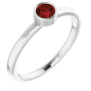 14K White Gold 4 mm Natural Mozambique Garnet Ring. 71806:6028:P