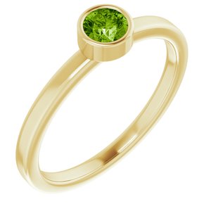 14K Yellow Gold 4 mm Natural Peridot Ring. 71806:6022:P