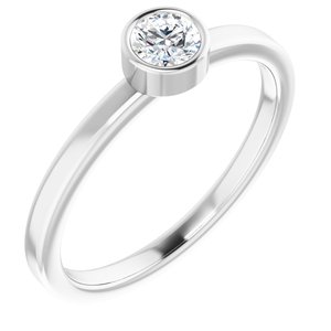 14K White Gold 4 mm Natural White Sapphire Ring. 71806:6031:P