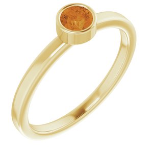 14K Yellow Gold 4 mm Natural Citrine Ring. 71806:6026:P