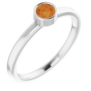 14K White Gold 4 mm Natural Citrine Ring. 71806:6043:P