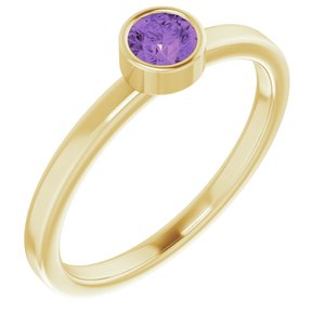 14K Yellow Gold 4 mm Natural Amethyst Ring. 71806:6013:P