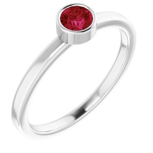14K White Gold 4 mm Natural Ruby Ring. 71806:6037:P