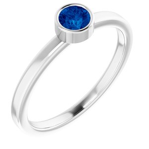 14K White Gold 4 mm Natural Blue Sapphire Ring. 71806:6040:P