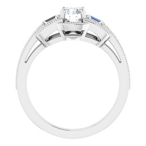 14K White Gold 5.2 mm Round 1/3 CTW Diamond Halo-Style Accented Engagement Ring. 122731:6000:P