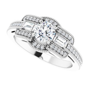 14K White Gold 5.2 mm Round 1/3 CTW Diamond Halo-Style Accented Engagement Ring. 122731:6000:P