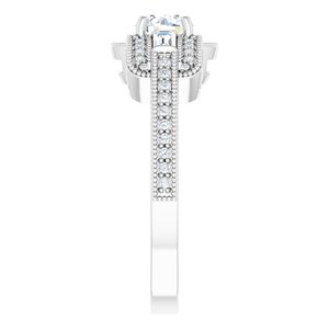 14K White Gold 5.2 mm Round 1/3 CTW Diamond Halo-Style Accented Engagement Ring. 122731:6000:P