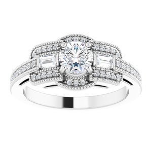 14K White Gold 5.2 mm Round 1/3 CTW Diamond Halo-Style Accented Engagement Ring. 122731:6000:P