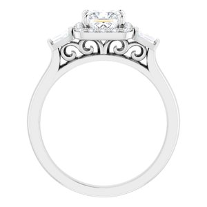 14K White Gold 5x5 mm Square 1/3 CTW Diamond Halo-Style Engagement Ring. 122780:600:P