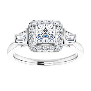 14K White Gold 5x5 mm Square 1/3 CTW Diamond Halo-Style Engagement Ring. 122780:600:P