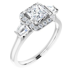 14K White Gold 5x5 mm Square 1/3 CTW Diamond Halo-Style Engagement Ring. 122780:600:P