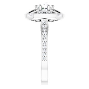 14K White Gold 5.5 mm Square 3/4 CTW Diamond Halo-Style Accented Engagement Ring. 122480:602:P