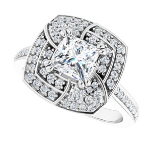 14K White Gold 5.5 mm Round 3/8 CTW Diamond Halo-Style Accented Engagement Ring. 122481:600:P