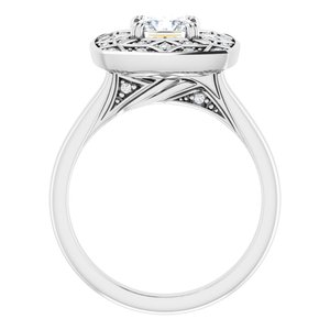14K White Gold 5.5x5.5 mm Square 1/6 CTW Diamond Halo-Style Engagement Ring. 122507:600:P