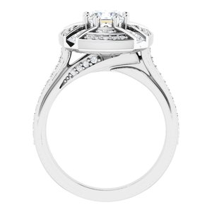14K White Gold 5.5 mm Square 3/4 CTW Diamond Halo-Style Accented Engagement Ring. 122480:602:P