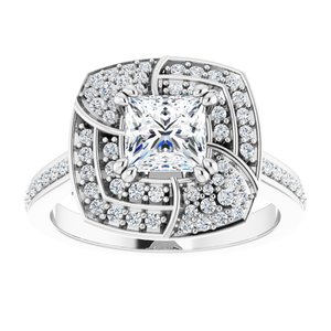 14K White Gold 5.5 mm Round 3/8 CTW Diamond Halo-Style Accented Engagement Ring. 122481:600:P