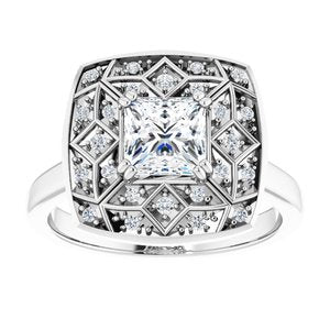 14K White Gold 5.5x5.5 mm Square 1/6 CTW Diamond Halo-Style Engagement Ring. 122507:600:P