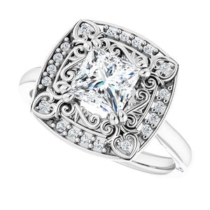 14K White Gold 5.5 mm Square.08 CTW Diamond Halo-Style Engagement Ring. 122492:601:P
