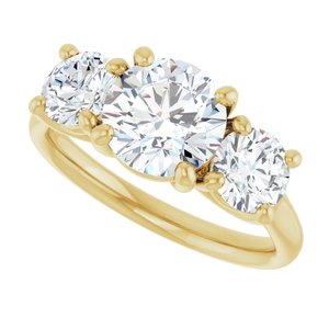 14K Yellow Gold Round 2 1/2 CTW Diamond Three-Stone Engagement Ring. 122105:LG60282:P