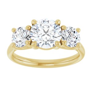 14K Yellow Gold Round 2 1/2 CTW Diamond Three-Stone Engagement Ring. 122105:LG60282:P