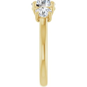14K Yellow Gold Round 2 1/2 CTW Diamond Three-Stone Engagement Ring. 122105:LG60282:P