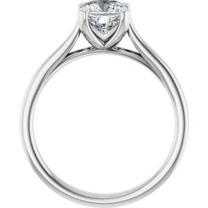 14K White Gold 6 mm Cushion Engagement Ring. 122100:594:P
