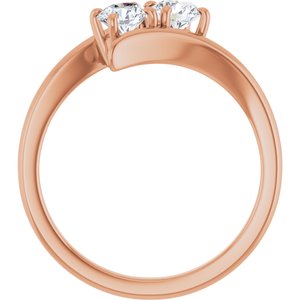 14K Rose Gold 4.4 mm Round Two-Stone Engagement Ring. 122928:102:P
