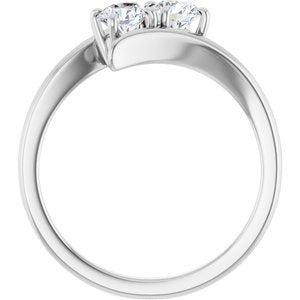 14K White Gold 4.4 mm Round Two-Stone Engagement Ring. 122928:600:P