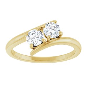 14K Yellow Gold 4.4 mm Round Two-Stone Engagement Ring. 122928:101:P