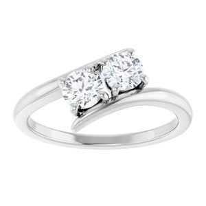 14K White Gold 4.4 mm Round Two-Stone Engagement Ring. 122928:600:P