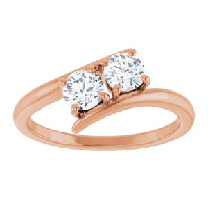 14K Rose Gold 4.4 mm Round Two-Stone Engagement Ring. 122928:102:P