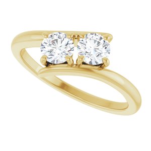 14K Yellow Gold 4.4 mm Round Two-Stone Engagement Ring. 122928:101:P