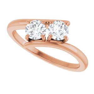14K Rose Gold 4.4 mm Round Two-Stone Engagement Ring. 122928:102:P